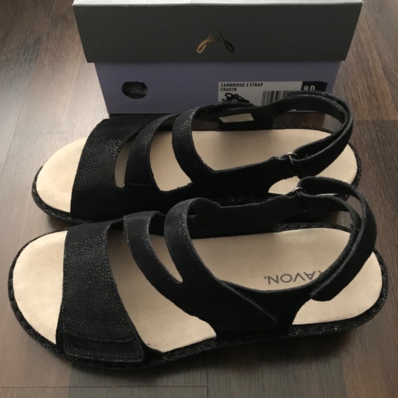 Aravon Sandals Leather Upper Women's Size 9 Black Open Toe 2-Inch Heel - Picture 8 of 9